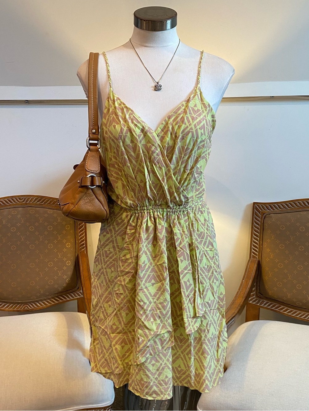 Rebecca Taylor 100% Silk Faux-Wrap Mini Dress 10 Summer Resortwear Preppy Y2K